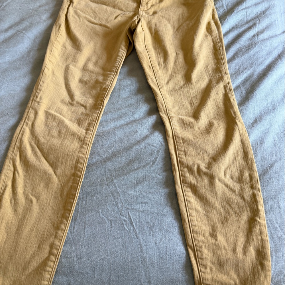 Really cute straight leg yellow jeans.